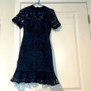 Navy crochet knee length dress